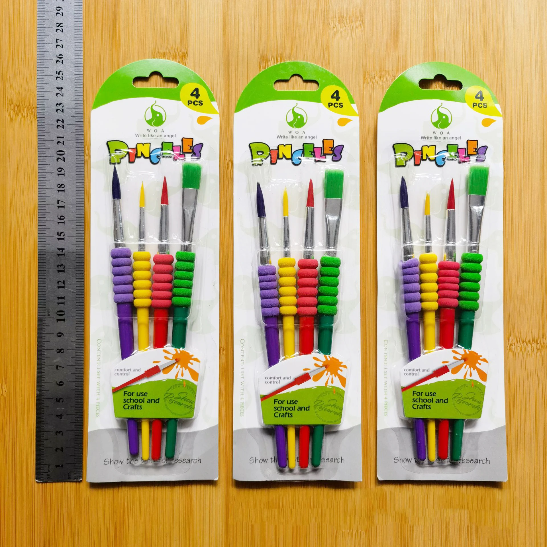 kid 4pcs Candy color acrylic painting oil watercolor sponge cover Pen Holder  plastic drawing brush sets