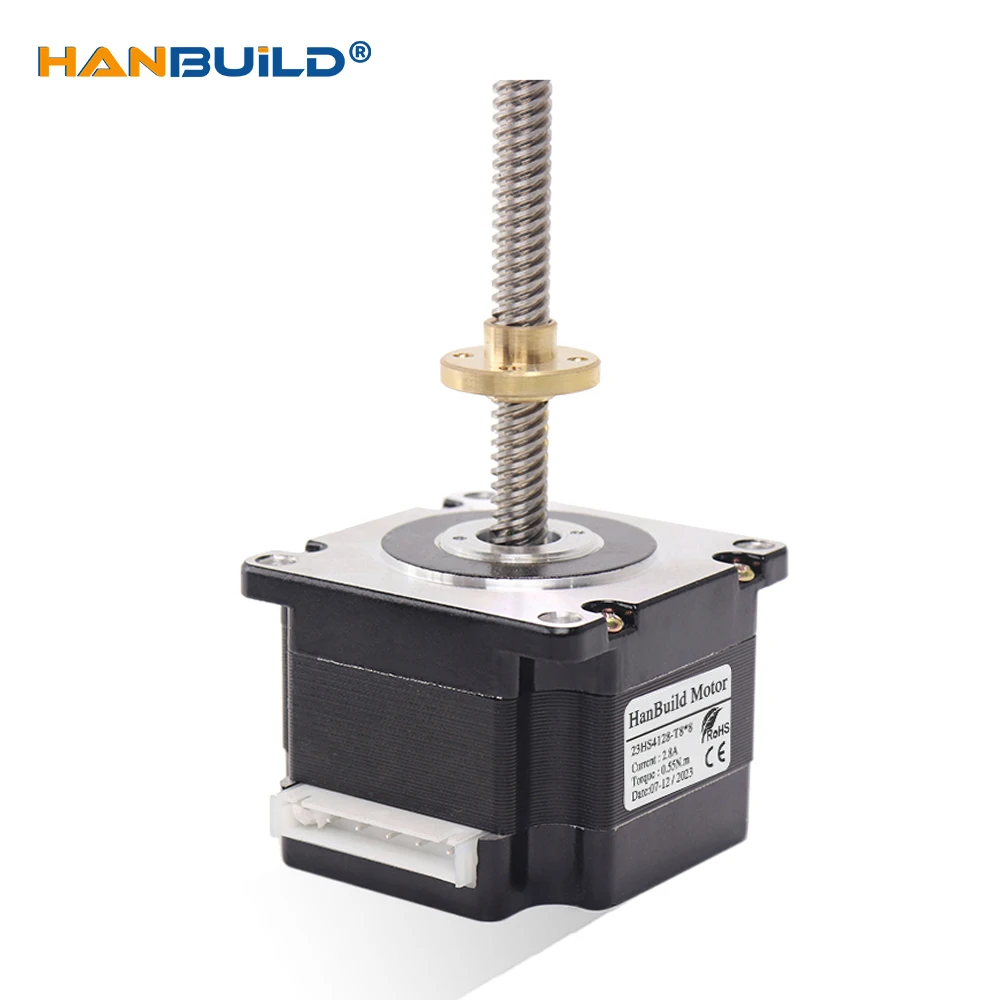 HanBuild 57 Screw stepper motor nema23 2.8A 55N.cm 23HS4128-T8*8 100MM Copper nut Cutting Machine T-type linear screw motor
