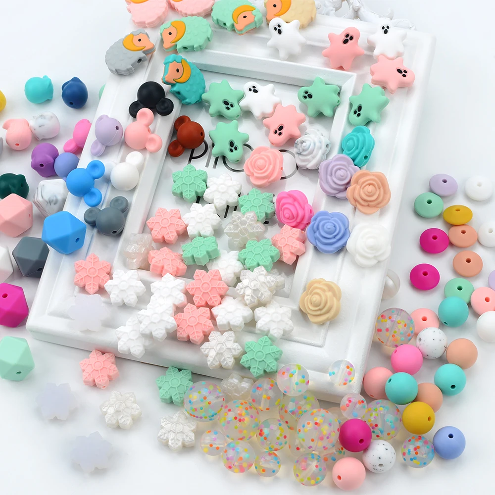 Снежинки в форме бисфенола, без пищевого класса, мягкие силиконовые бусины для прорезывания зубов