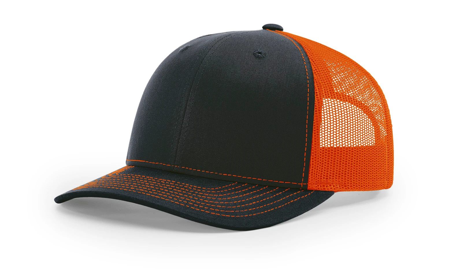 Custom logo embroidered blaze orange hat Richardson 112 mesh trucker hats with semi curved bill Men hunting sports snapback caps