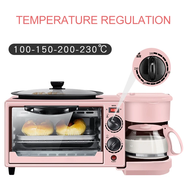 110v 220v in put voltage pink color Multifunctional 3 in 1 Electric Breakfast maker Machine OEM Customized