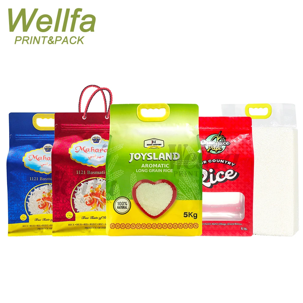 Производитель, пластиковая печать, сумка на молнии, нейлоновая упаковка для риса с ручкой, 1 кг, 2 кг, 5 кг, упаковка для риса