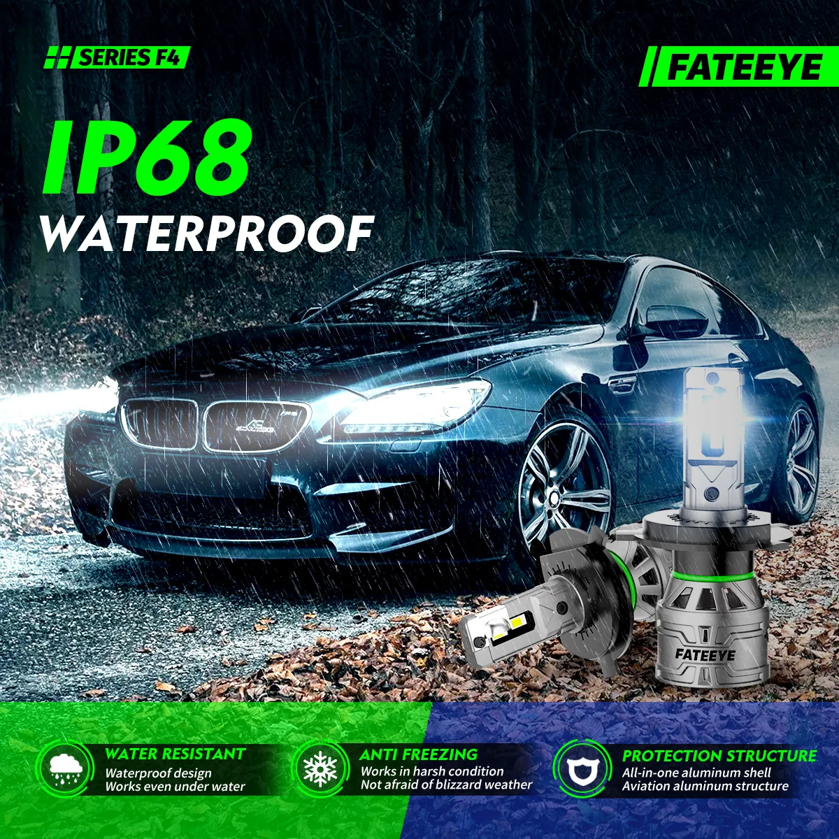 Fateeye High Power Auto Car Headlight Fans H4 LED Headlights 60w 13000LM H1 H4 H7 H11 9005 Led Lights Bulb Car Focos Led