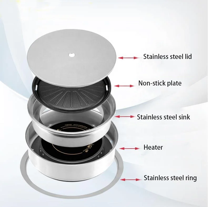 Round BBQ Table Korean Exhaust Fans Electric Infrared Grill For Restaurant