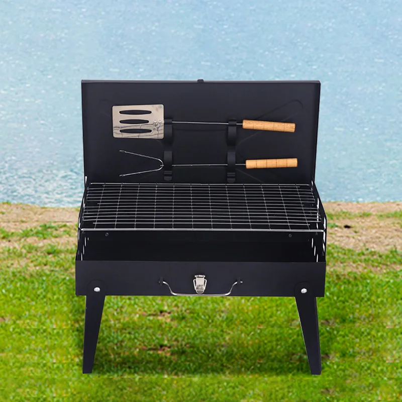 Outdoor folding barbecue grill floor stall barbecue grill