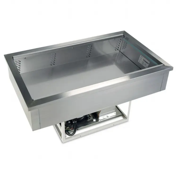 Refrigerated Drop In Cold Well Stainless Steel / Cold Counter 4 Well / Salad Bar Chiller Refrigerator 4 Wells