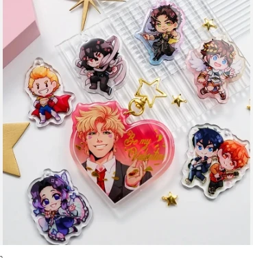 High Quality Customized Anime Figure Keychain Drip Glue Pendant Glitter Epoxy Clear Custom Acrylic Charm DIY Animation