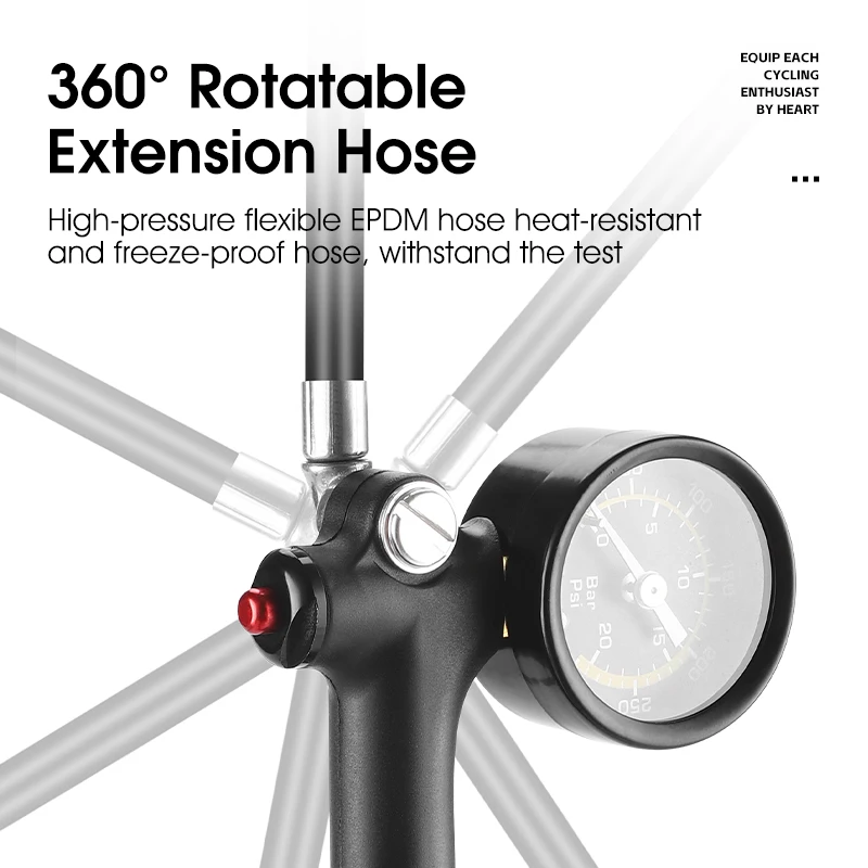 Западный велосипедный 300 PSI вилочный насос высокого давления с манометром портативный Удлинительный шланг ручной воздушный велосипедные аксессуары