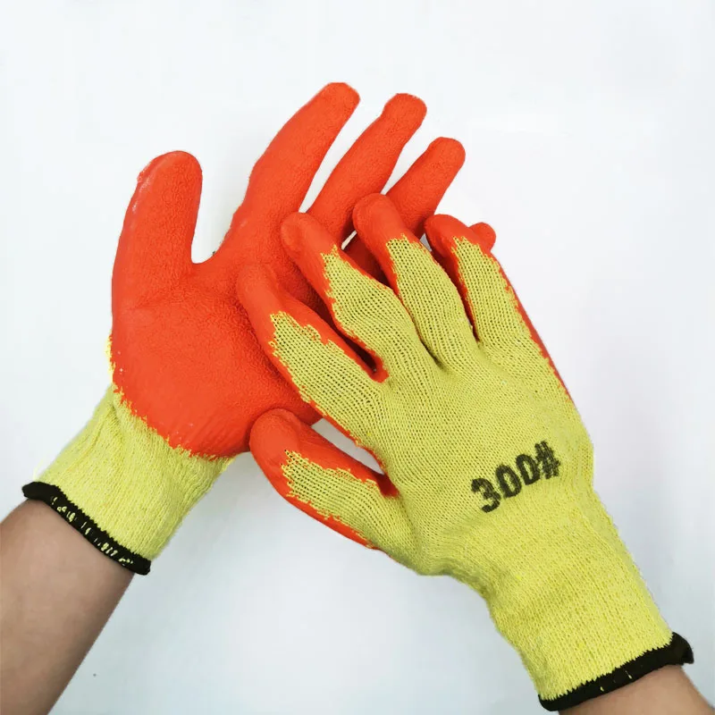 Wholesale Print Logo EN388 Rubber Dipped 10G Cotton Knitted Labor Latex Crinkle Safety Gloves With Grip For Construction Work