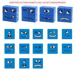 Wooden Expressions Matching Block Puzzles Building Cubes Toy Board Games Educational Montessori Toys for Kids Age 3 Years and UP