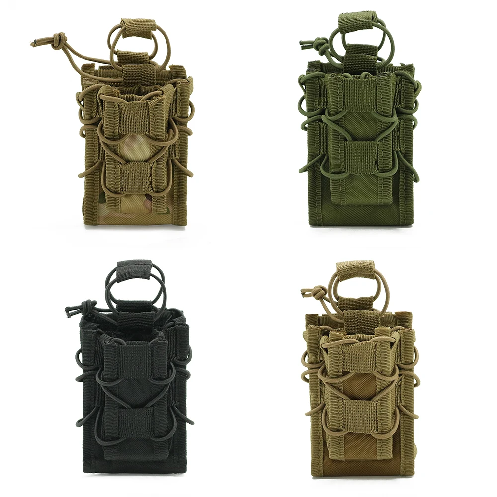 Molle Single Double Mag Pouch for 9mm 5.56mm Magazine Universal Tactical Pouches, Open-Top Ammo Holder Elastic Adjustable
