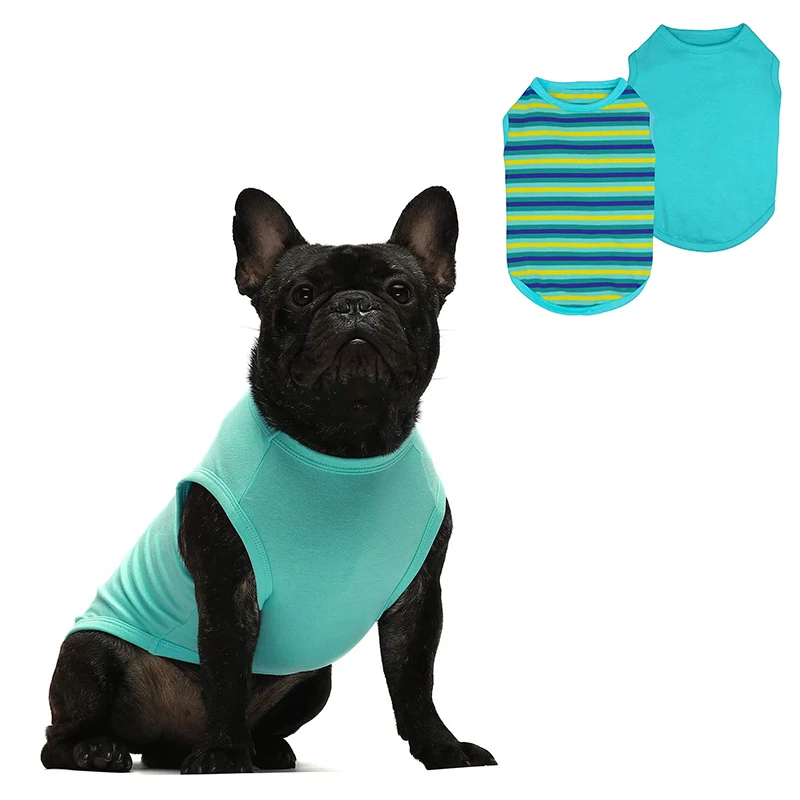 100% Cotton Breathable Soft Elastic Pet Vest Dog Luxury Summer Clothes Medium Dog Shirts French Bulldog Clothing