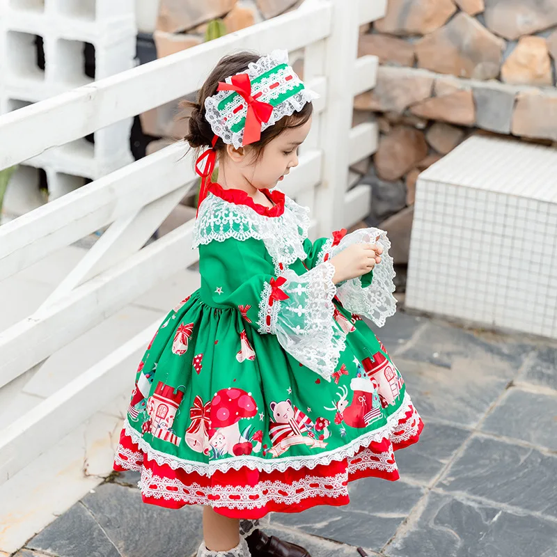 3500 Toddler Baby Girl Clothing Spring Velvet Vintage Spanish Vintage Gown Princess Lolita Dress Children Birthday Dress