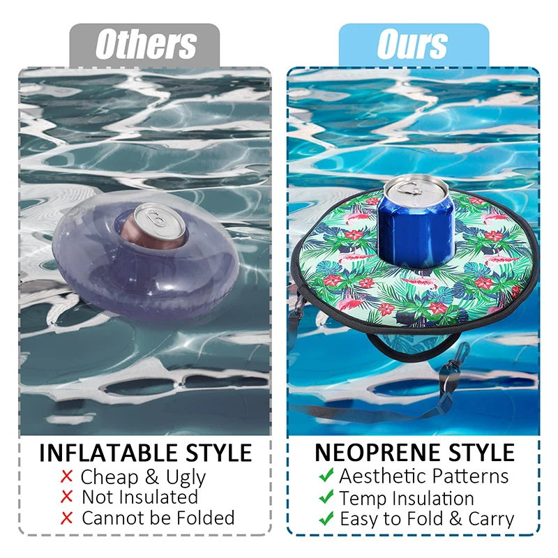 Cup holder float neoprene floating cup holder float insulated pool party beer coolers for pool can cooler champagnebeer soda