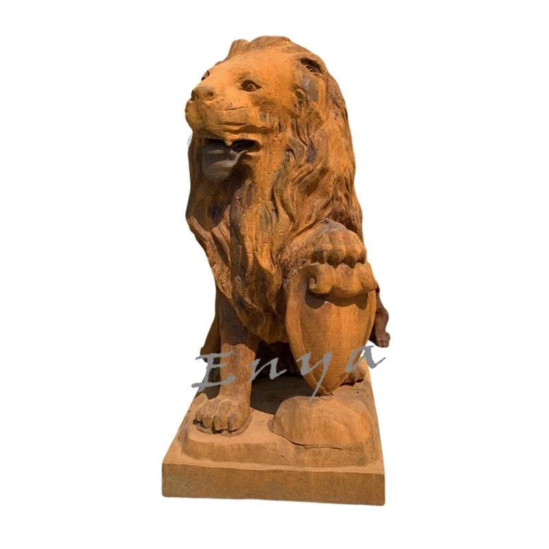 Cast Iron Big Paired Garden Large Outdoor Lion Animal Statues Life Size