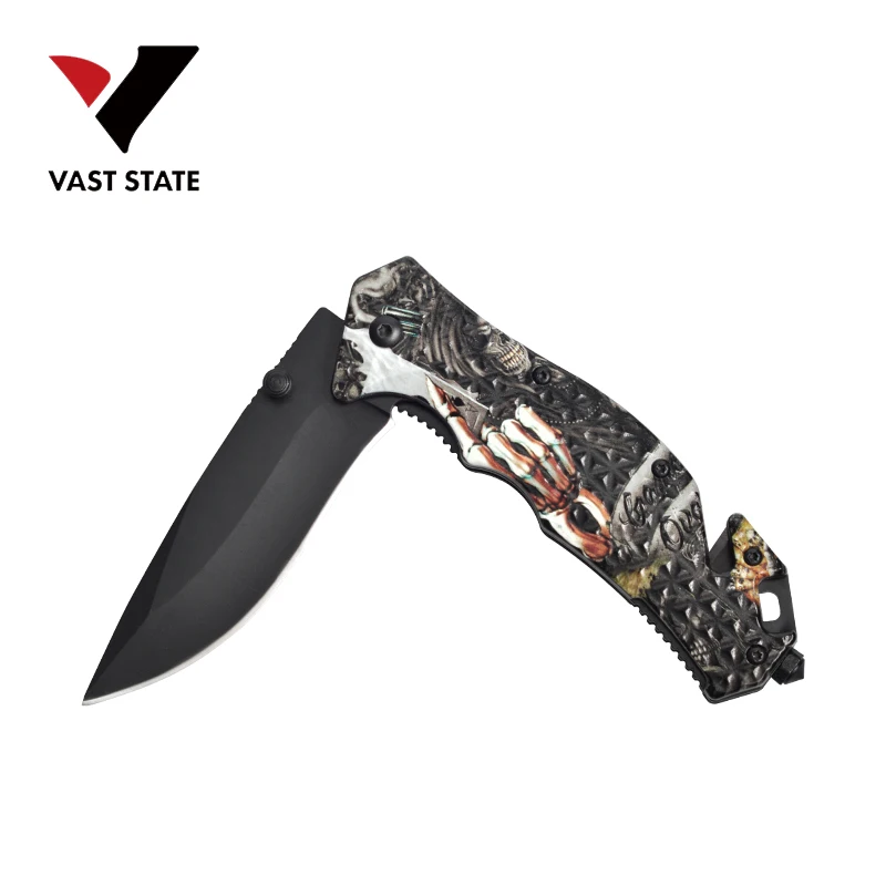 
wholesale OEM 3D Print Aluminum Handle Outdoor EDC Pocket Camping Folding survival Knife 