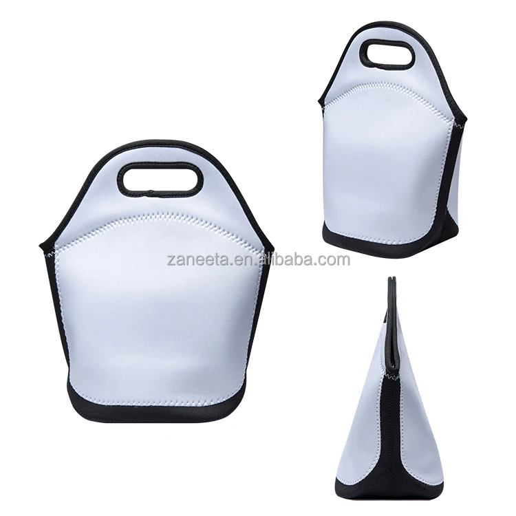 Sublimation Lunch Bag Blanks Neoprene Lunch Tote Bag with Black Bottom Blank Sides