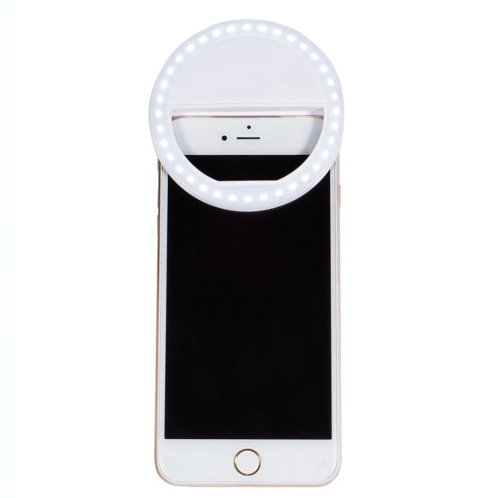 Портативный перезаряжаемый светодиодный кольцевой светильник для селфи с USB-камерой для съемки видео мобильного телефона