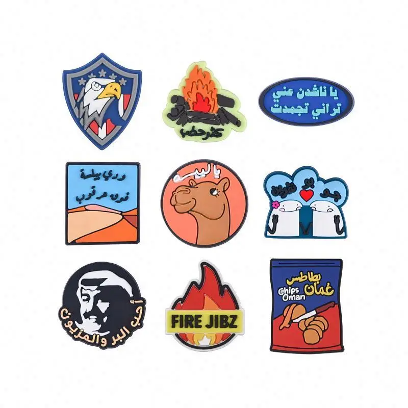 Wholesale Designer shoe charms Custom Pvc Rubber Arab Style charm middle east fire