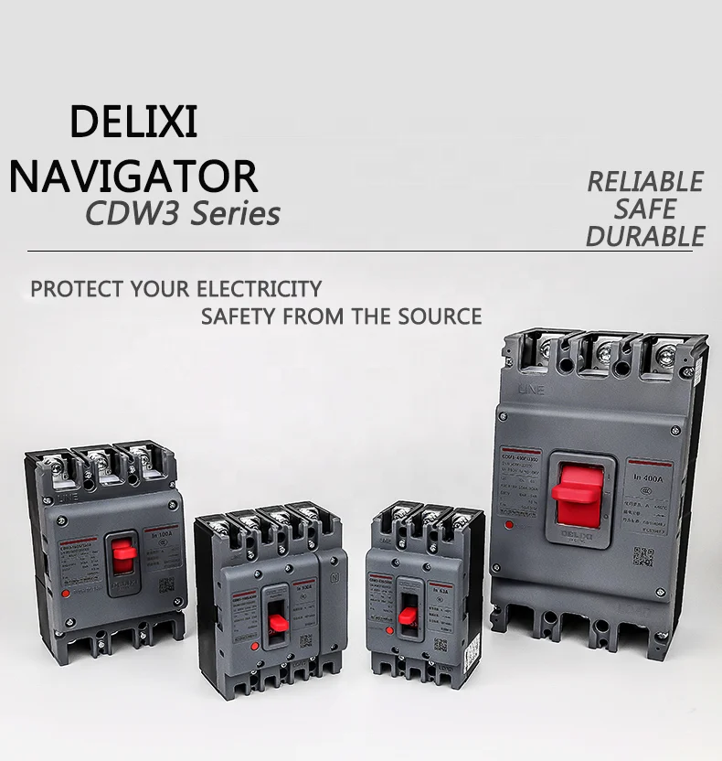 Delixi Brand Hot Sales MCCB AC Breaker 3P4P 40000Times Mechanical Life MCCB Circuit Breakers