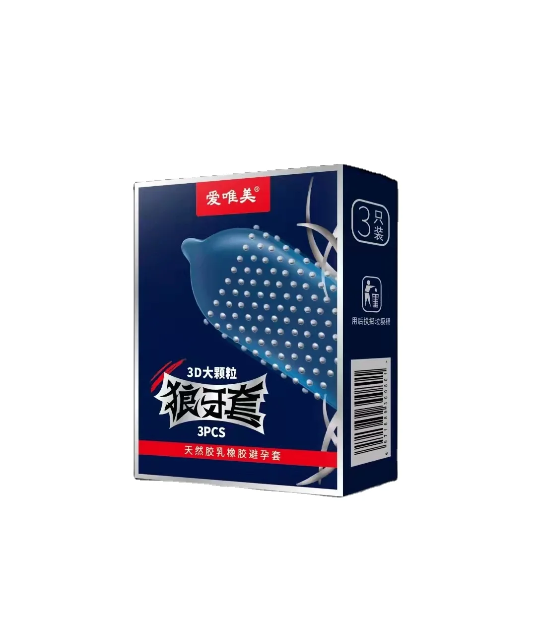 Penile cover 3 pieces per pack with wolf tooth condom