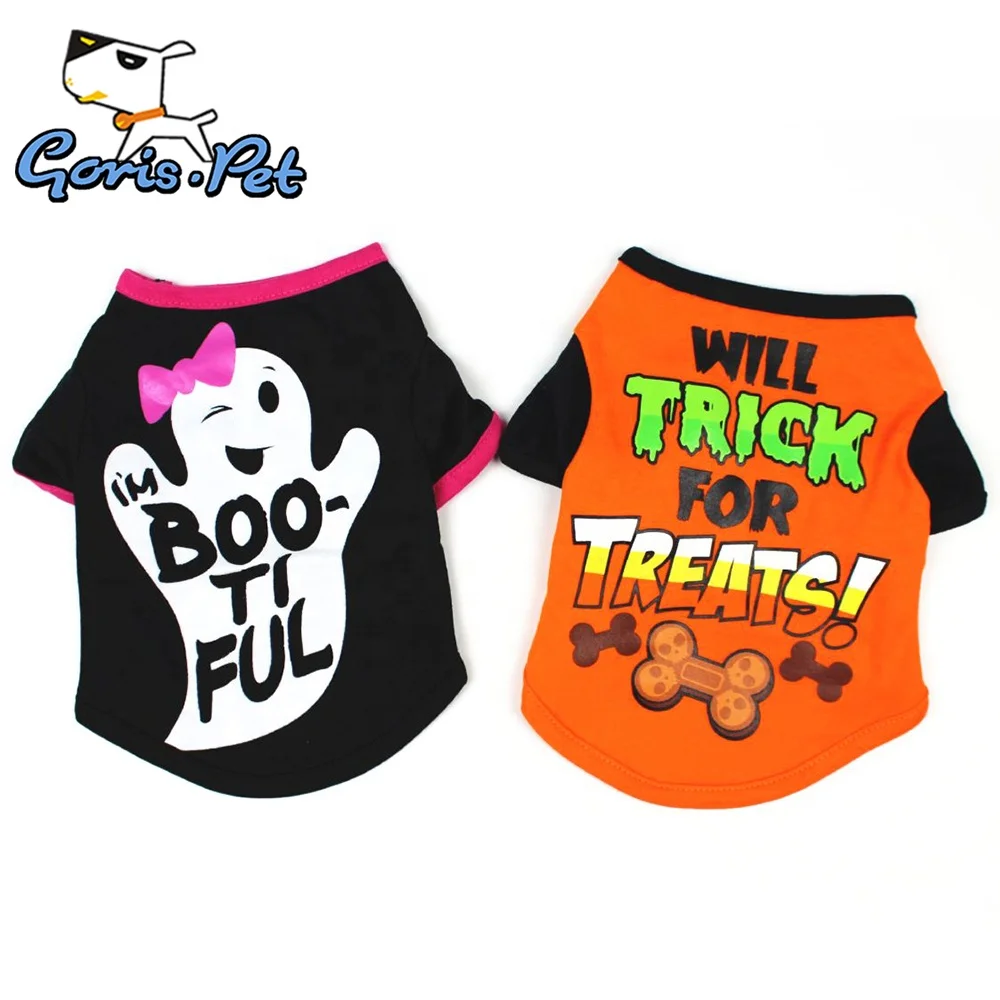 Cartoon Ghost Cute Bones Dog Clothes Halloween  Cotton T Shirts
