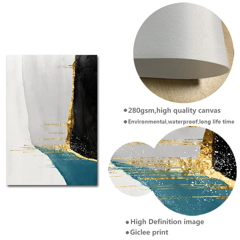 Golden Abstract Art Painting Simplicity Artwork Canvas Poster Nordic Print Wall Picture Modern Home Living Room Decoration