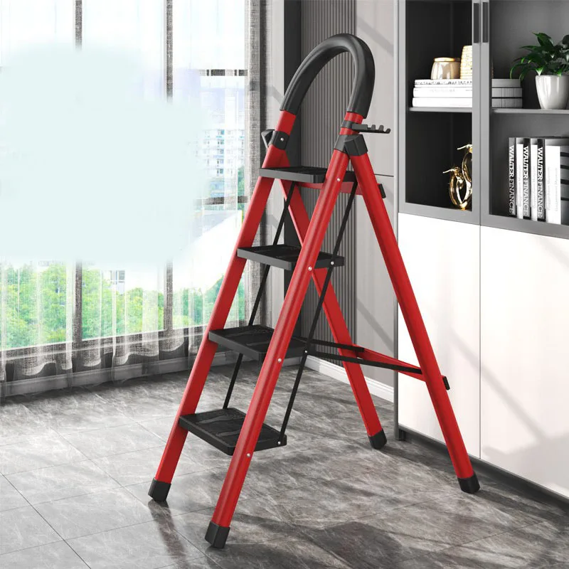 Household ladder folding multi-purpose telescopic thickened indoor herringbone stairs small portable four-step climbing ladder