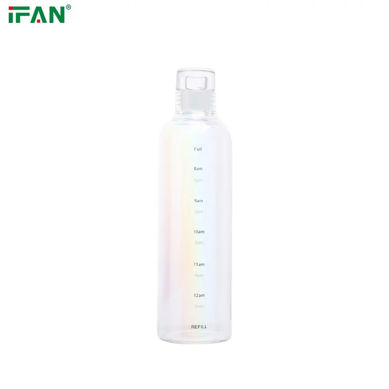Transparent Pink Orange Black Blue High Borosilicate Bottles Time Scale Glass Water Bottle Drink Bottle
