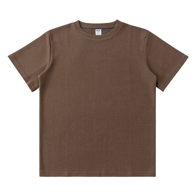 OEM custom blank cotton waffle knit t-shirt for men