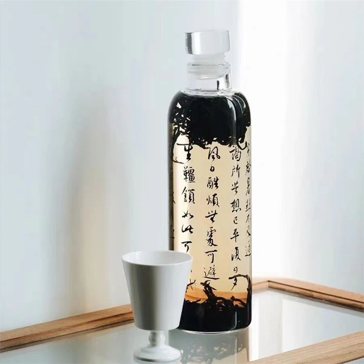 Hot Sale Custom Kitchen Cabinet Set Glass Spice Juice Storage Jar Container with Lids Screen Printed Roll-On Sealing Type