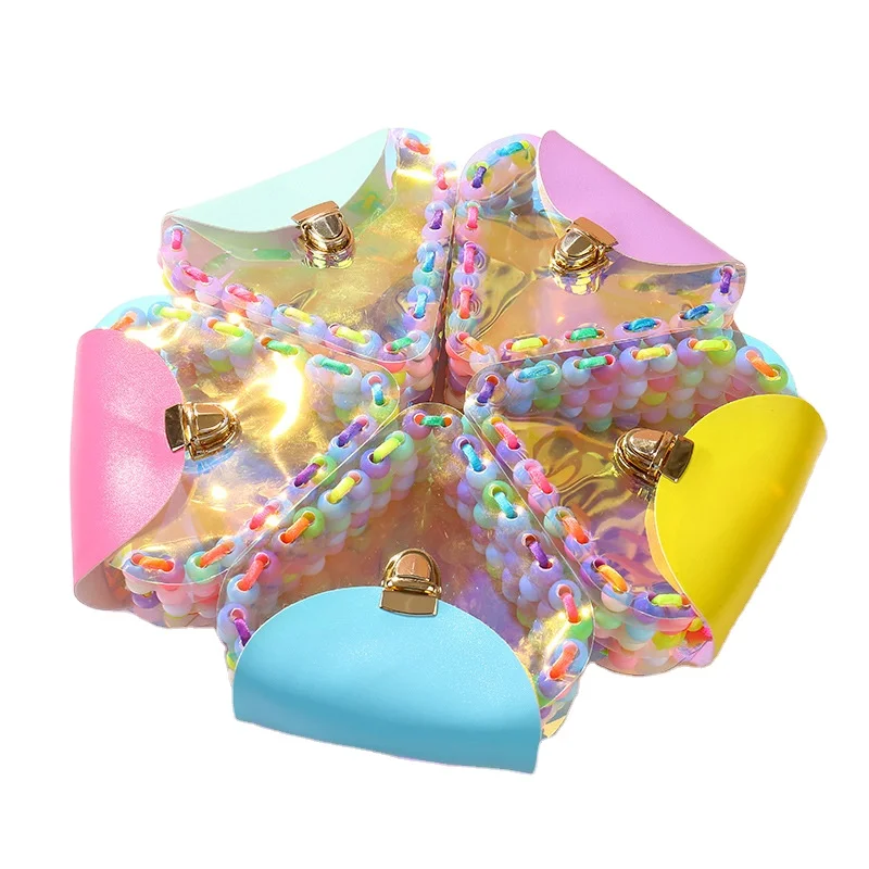 Wholesale girls jelly coin purse handmade DIY beaded material beading toy kit for girls shoulder bag
