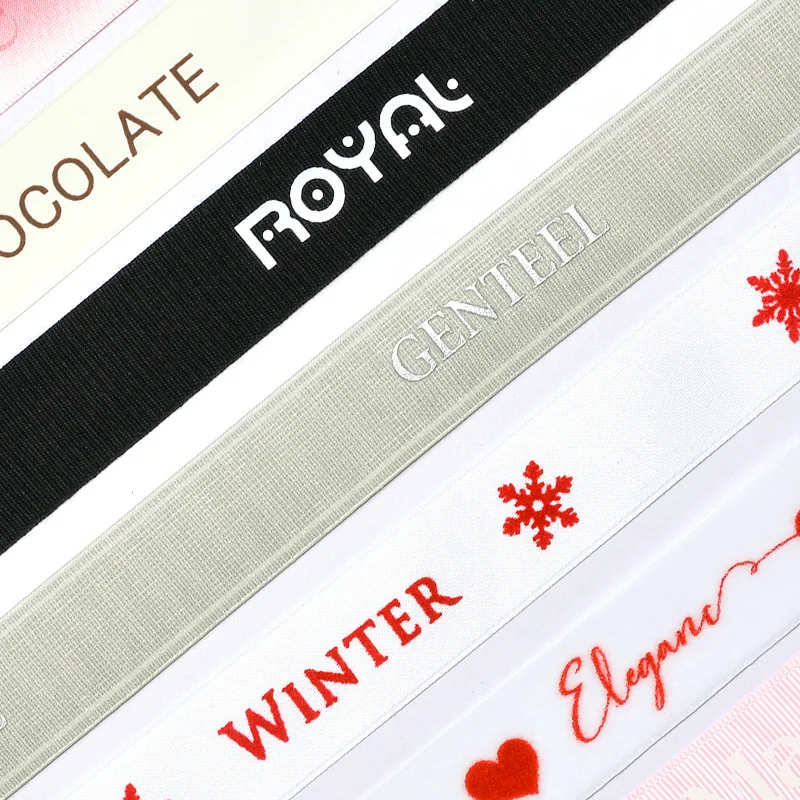 Ribest Custom Brand Logo Cotton Canvas Garment Print Label Ribbon With Logo 3D Gold Foil Branded Cotton Ribbon Rolls