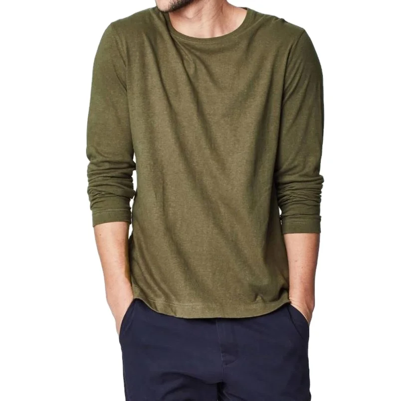 O-neck classic plain t-shirt durable hemp and organic cotton blend weekend style hemp clothing