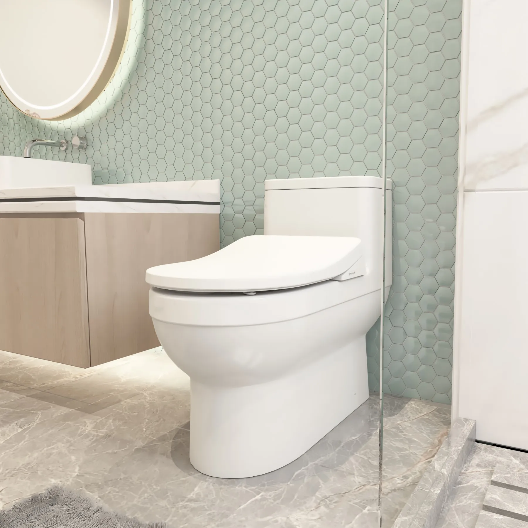 Asia Chinese girl smart wc bathroom toilet with auto cleaning toilet seat