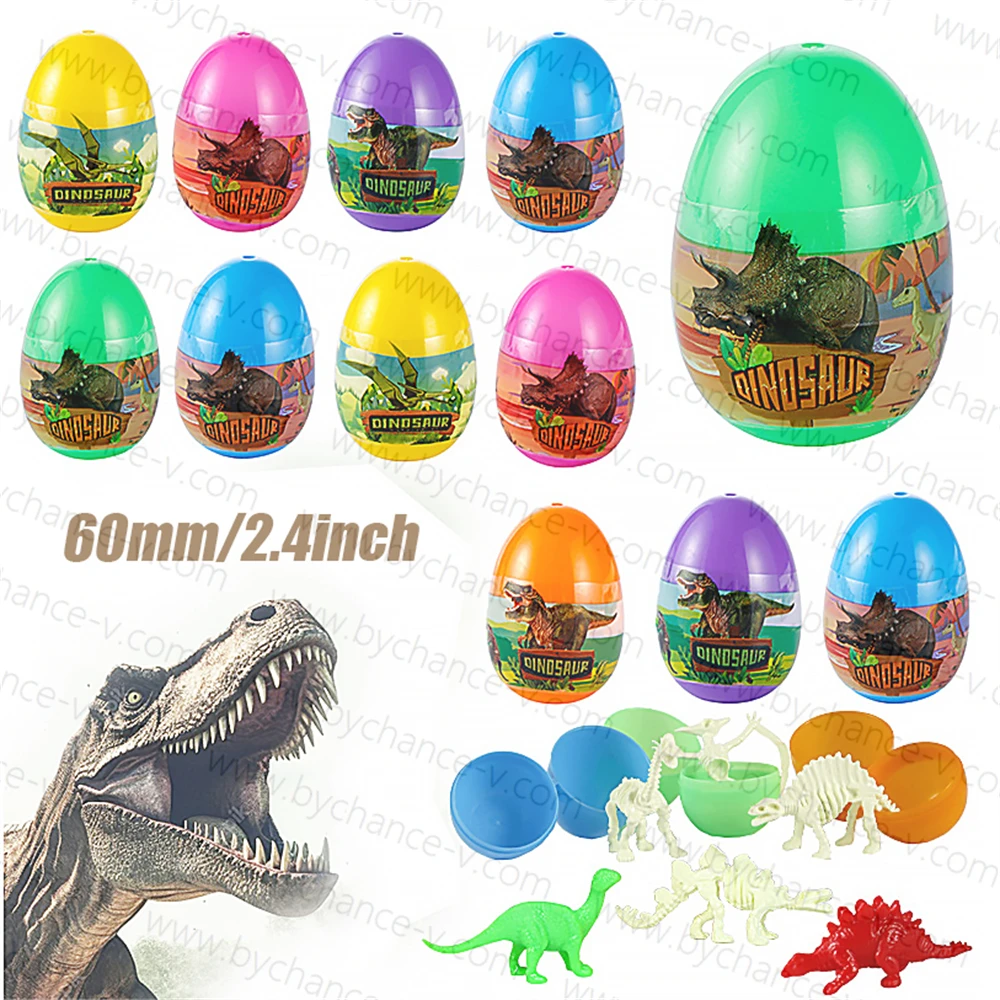 Wholesale cheap capsule toys mini dinosaurs in egg shape plastic balls toy for gashapon machine 60mm