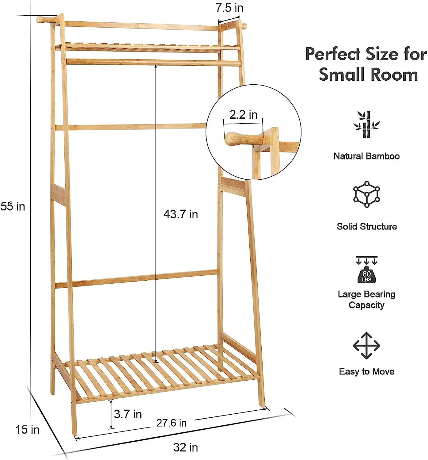 Combohome BSCI Factory Daily Life Living Room Bamboo Clothes Coat Rack Garment Rack With Wheels Bamboo Furniture