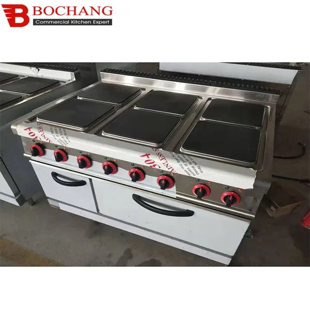 Hot Sale Stainless Steel Restaurant Cooker Commercial Electric Range With 6-Hot Plate with multi-function oven