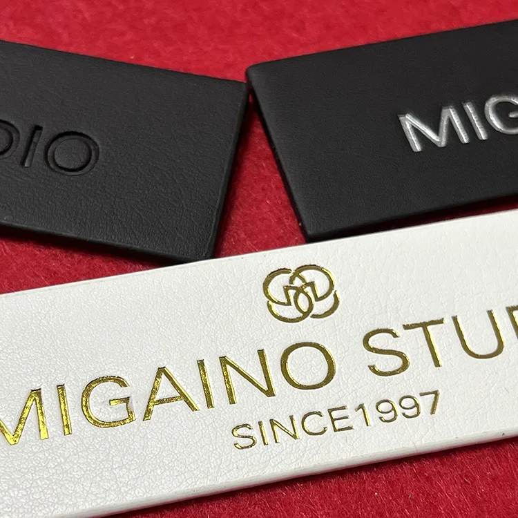 Luxury PU Leather Patches Customized Brand Name Logo Gold for Clothing Jeans Patches Factory Supply custom