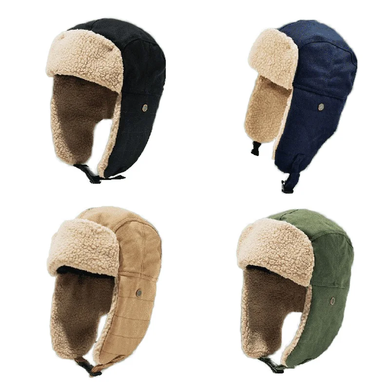 Unisex Russian Trooper Trapper Winter Hat Soft Faux Fur Ear Flaps Warm Bomber Cap Skiing Outdoor Promotional Winter Warm Ear Hat
