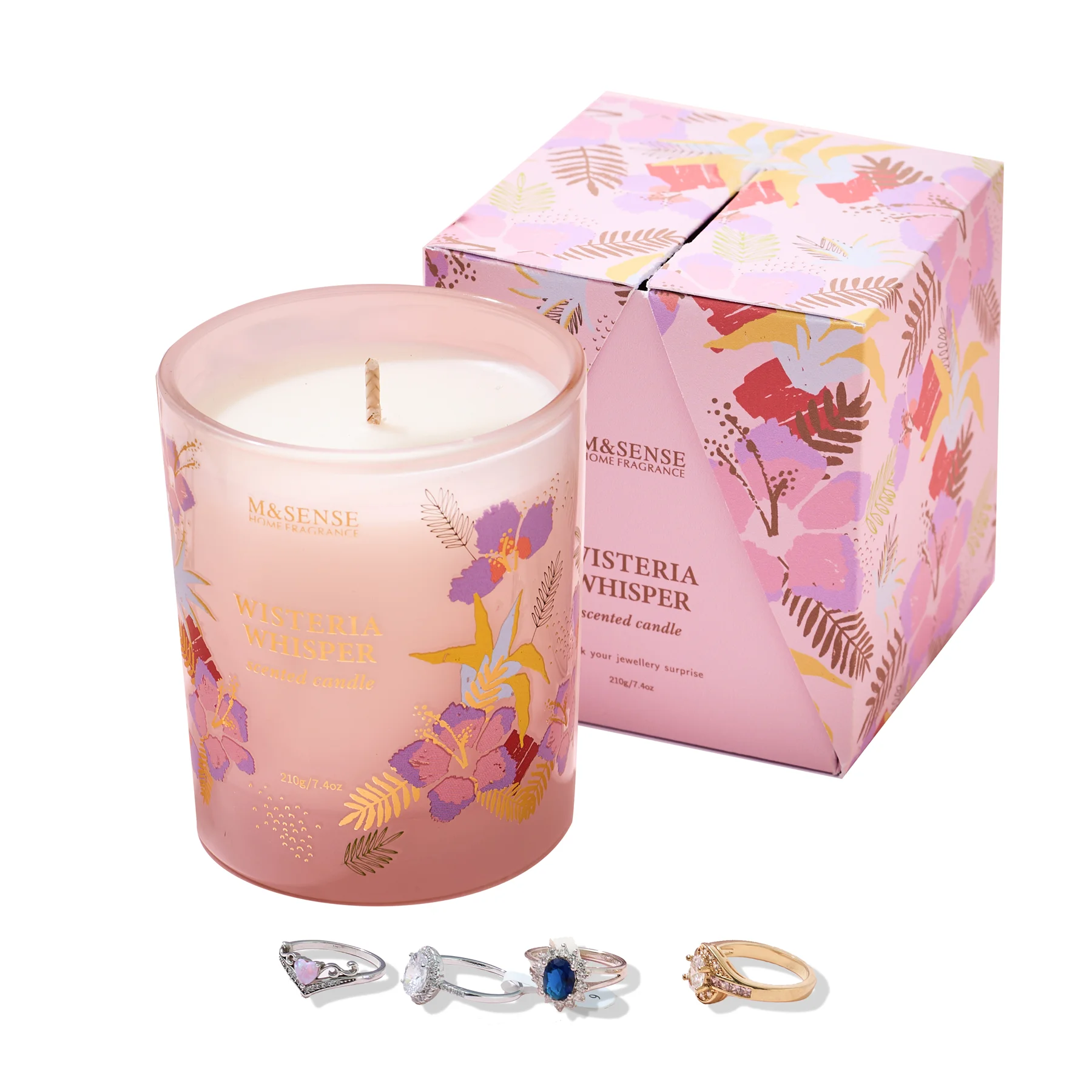 M&Sense wholesale custom designer aromatherapy soy wax gift set ring scented candle