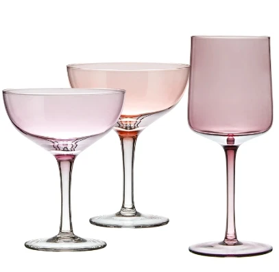 Customized wine utensils, handmade crystal square colored red wine glasses, available for family gatherings