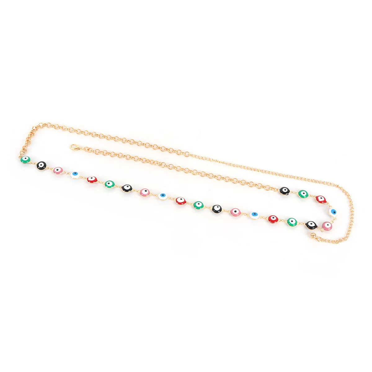 Beach Gold Plated Alloy Simple Colorful Resin Evil Eye Belly Waist Chain Jewelry for Women