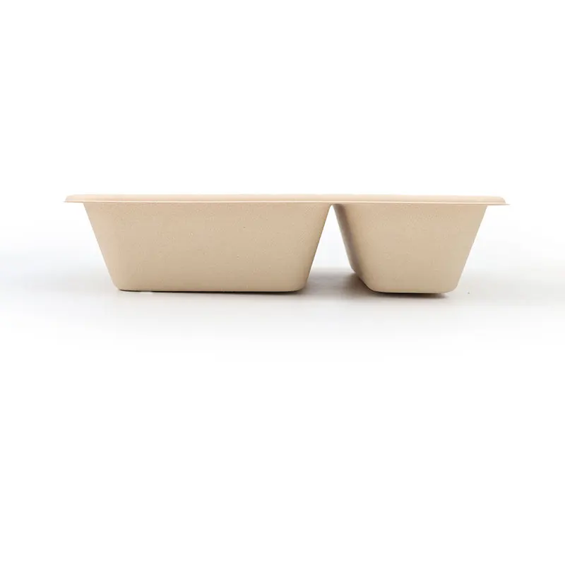 Оптовая продажа, 1/2/3 отсек, одноразовый поднос для еды, микроволновая печь, с прозрачным покрытием, коробка для завтрака из бамбуковой целлюлозы