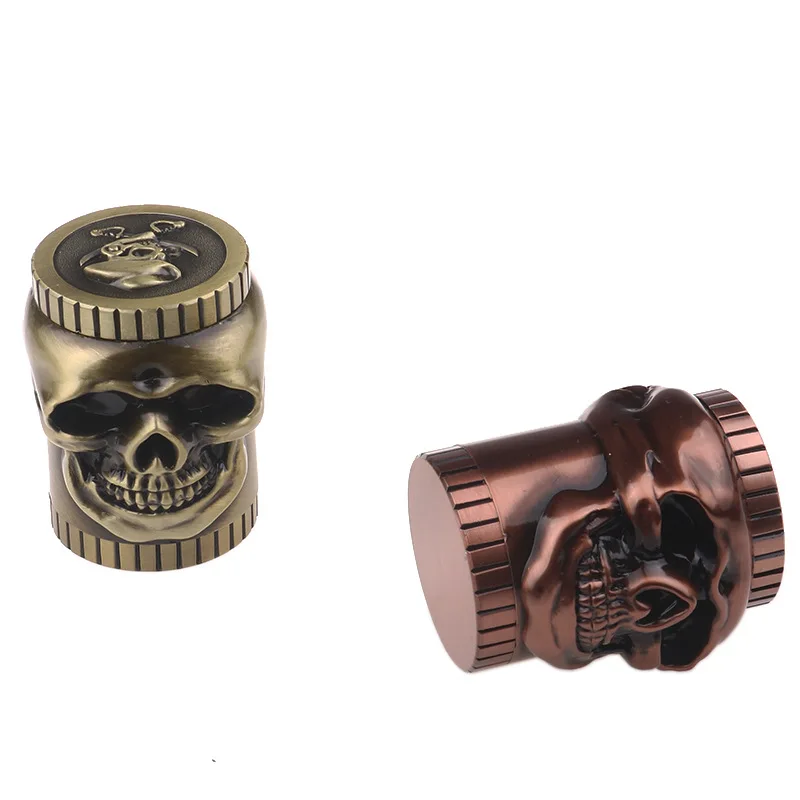 Factory direct 2021 new metallic manual tobacco shredder new cigarette grinder skeleton head full metallic cigarette grinder