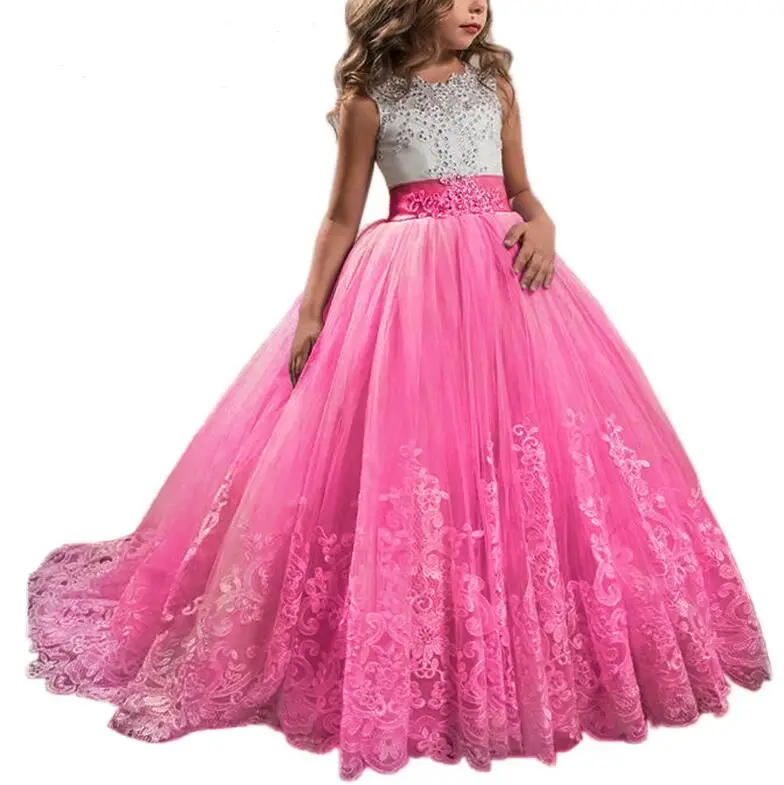 purple  flower girl dresses for 7 years old organza ball gown kids little princess girls party dresses