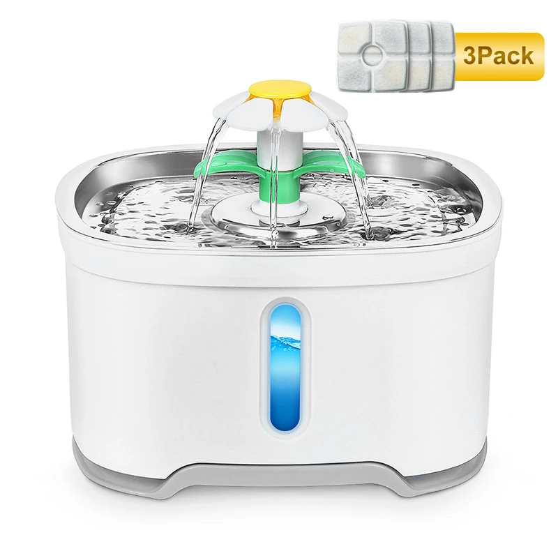 
 Автоматический дозатор воды для кошек и собак, светодиодный водяной фонтан из нержавеющей стали с фильтром, 2,5 л  