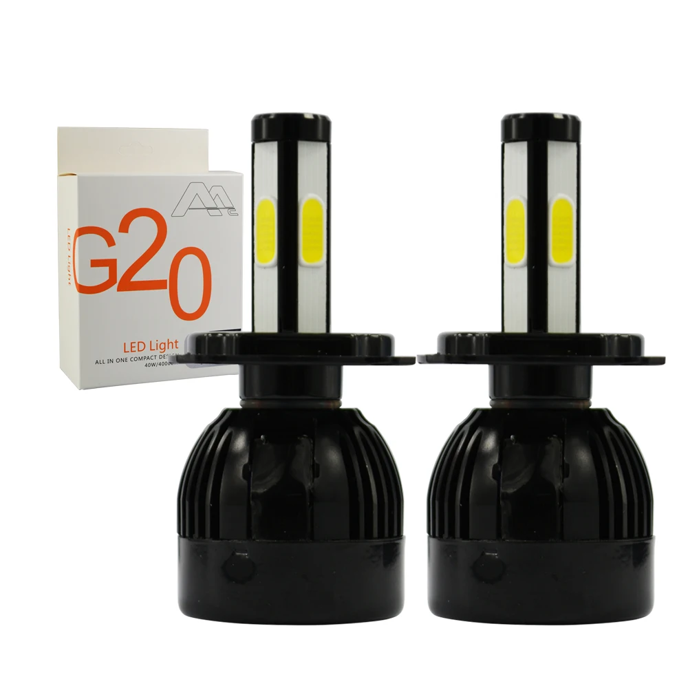 high power 360 bright CE 12v 24v 80W 8000Lumens COB all in one G20 LED headlight H4