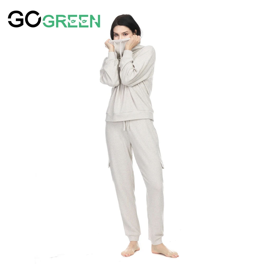 Ladies Long Sleeve Custom Pajamas With Logo Adult Luxury 73%Polyester 26%Viscose 1%Elastane Women Sleepwear