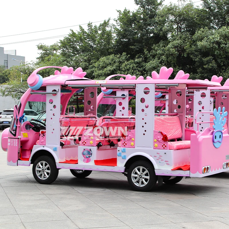 Best price mini cartoon bus electric car pink coral city sightseeing bus for sale